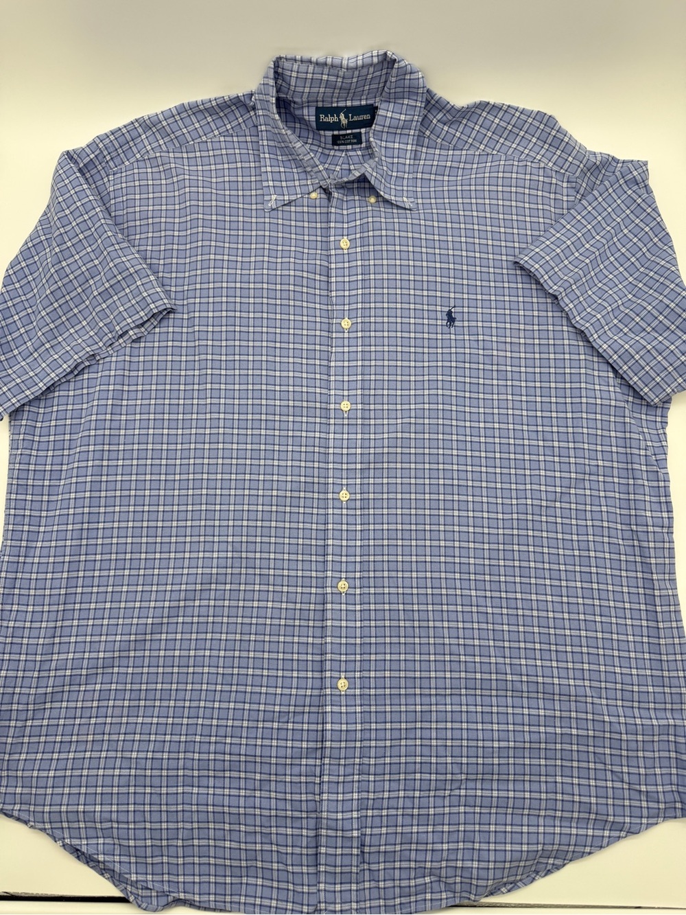Vintage Blake Shirt Mens Medium Blue Plaid Short Sleeve Oversized XL Fit⁠ Button